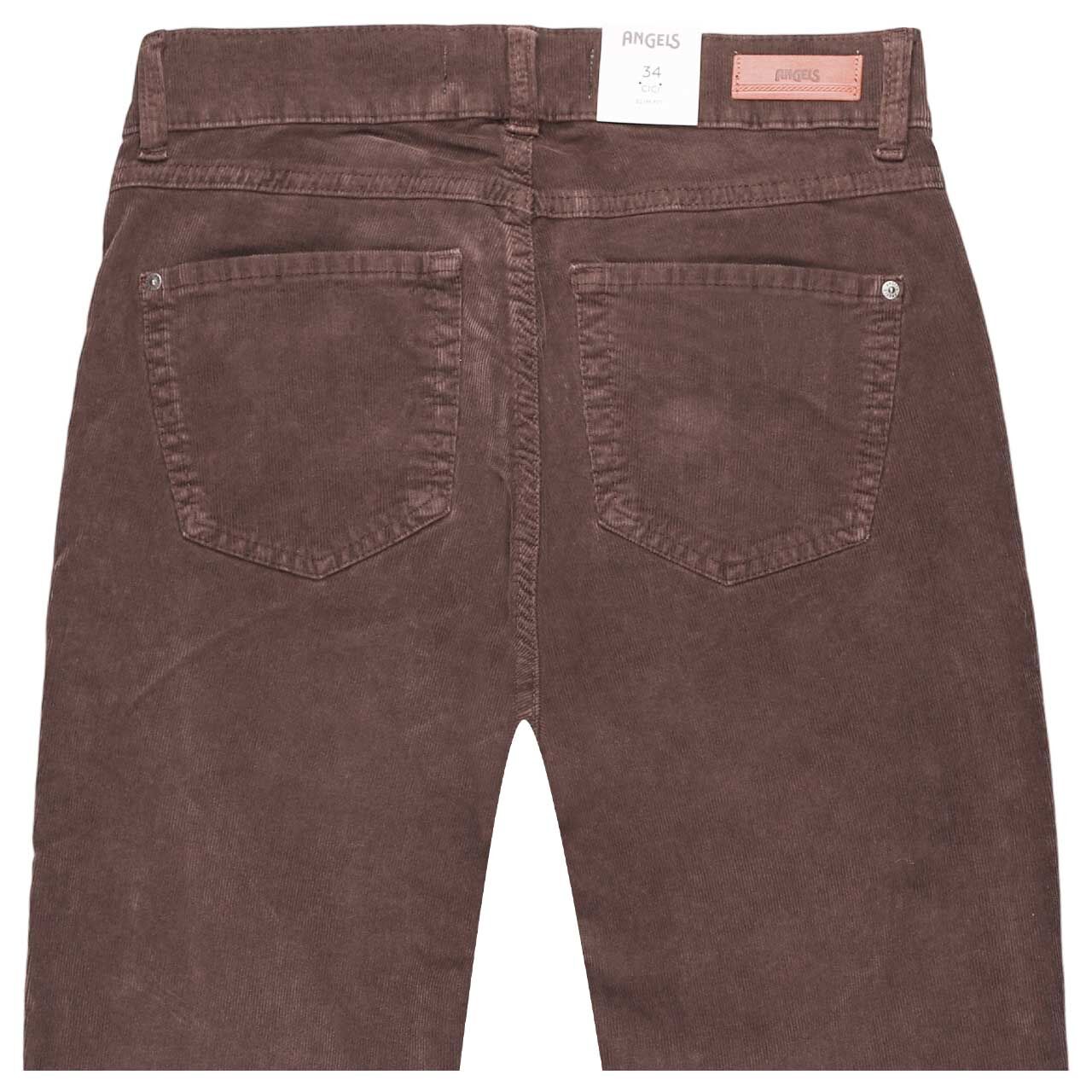 Stretch Damen Cordhose Cici von Angels in Dunkelbraun, detaillierte Rückansicht