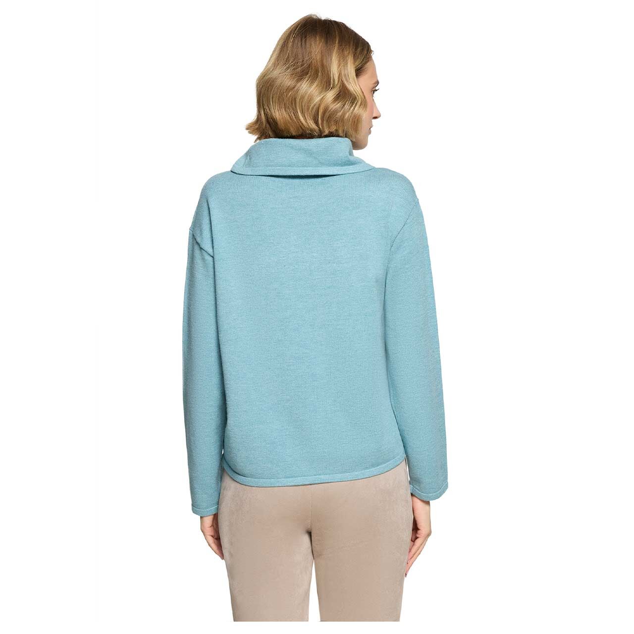 Damen Rollkragen Pullover von Betty Barclay in Türkis meliert, Rückansicht am Model