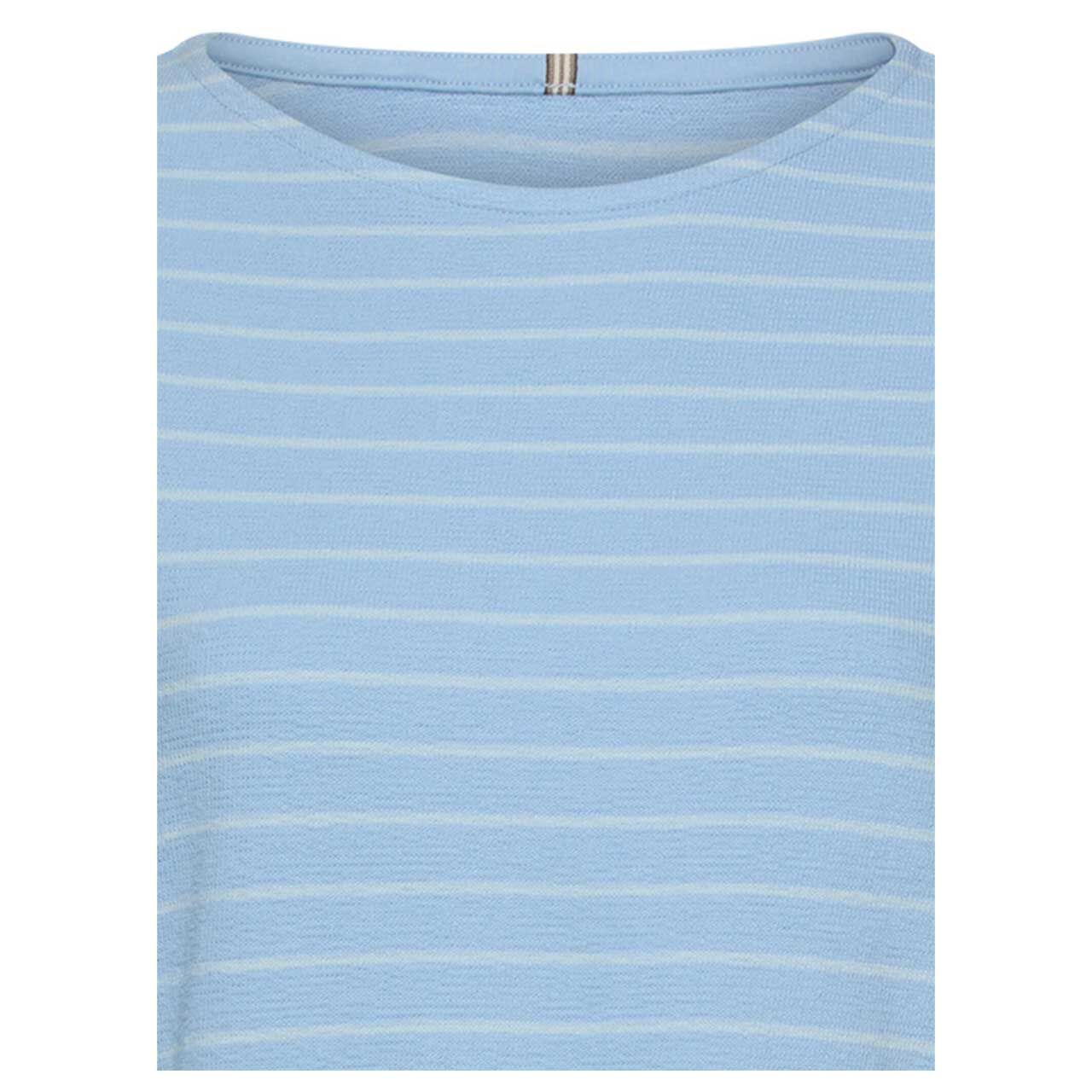 Damen Langarm Shirt von Camel active in Hellblau gestreift, detaillierte Vorderansicht