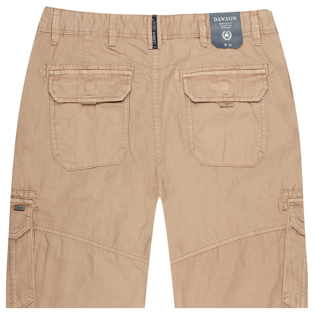 Herren 3/4 Cargo Baumwollhose von Lerros in Beige, detaillierte Rückansicht