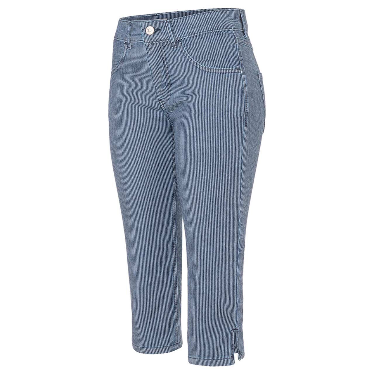 Damen 3/4 Jeans Capri von MAC in Dunkelblau gestreift, seitliche Vorderansicht