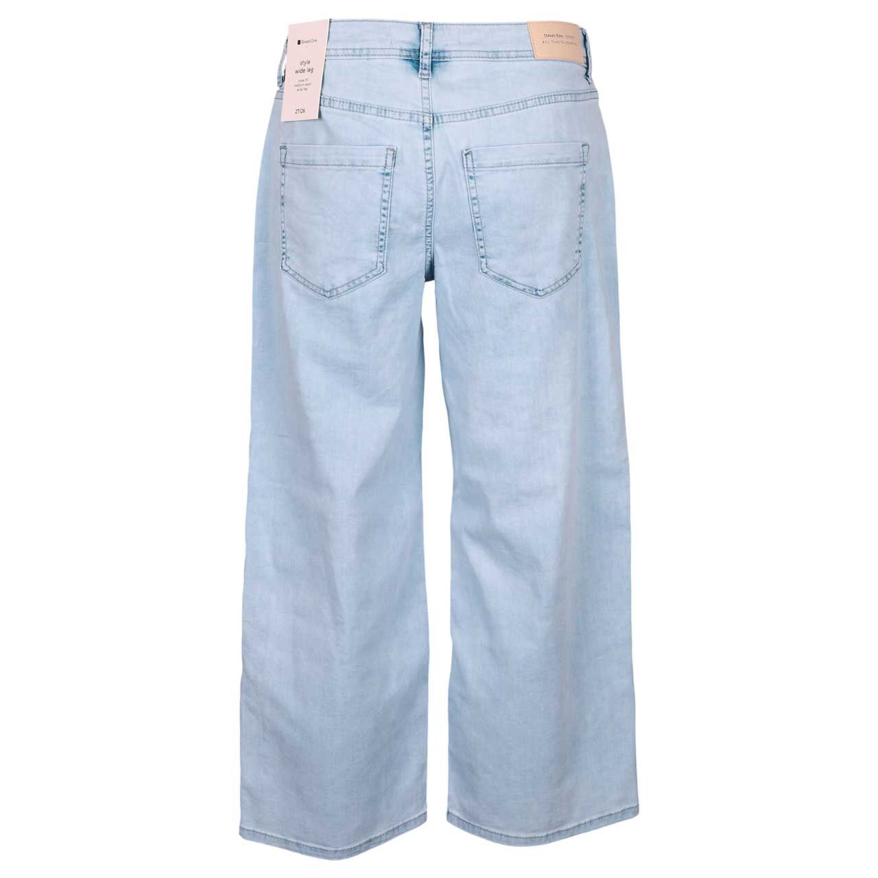 Stretch Damen 7/8 Jeans Emee Wide Leg von Street One in Hellblau angewaschen, Rückansicht