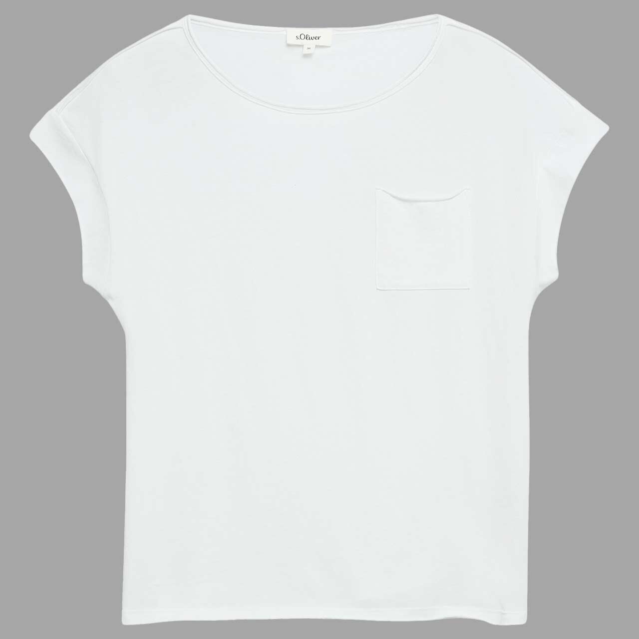 s.Oliver Damen T-Shirt white chest pocket
