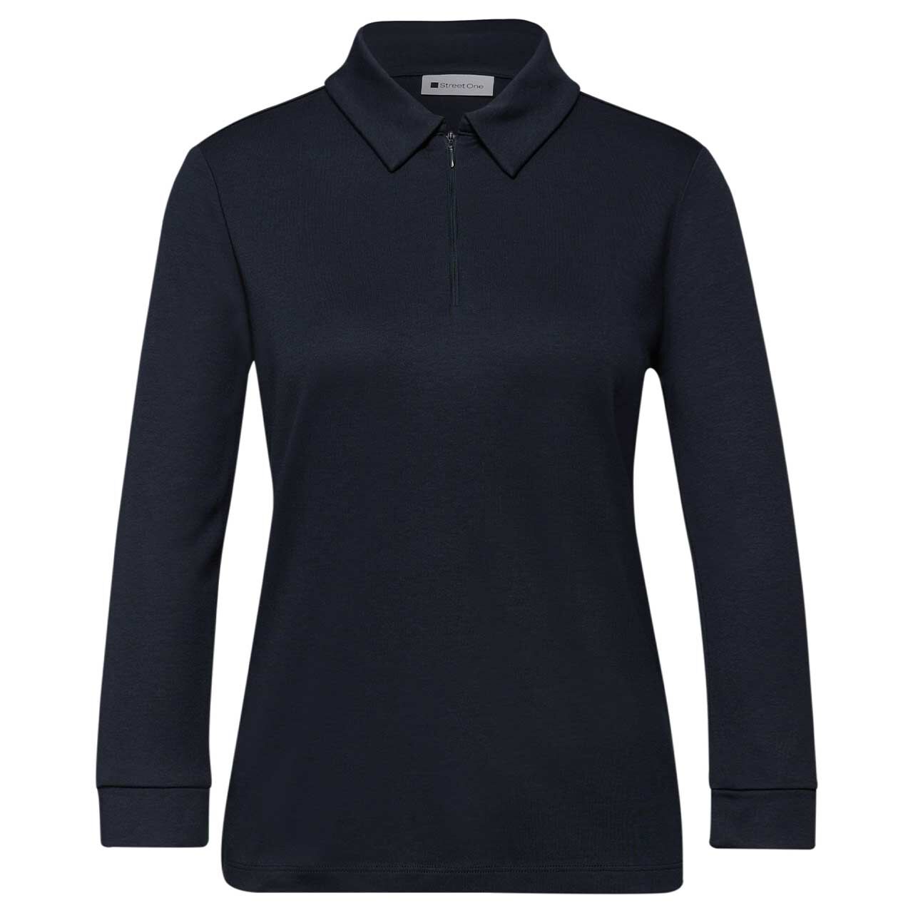 Street One Damen 3/4 Arm Poloshirt Basic Zipper shadowed navy