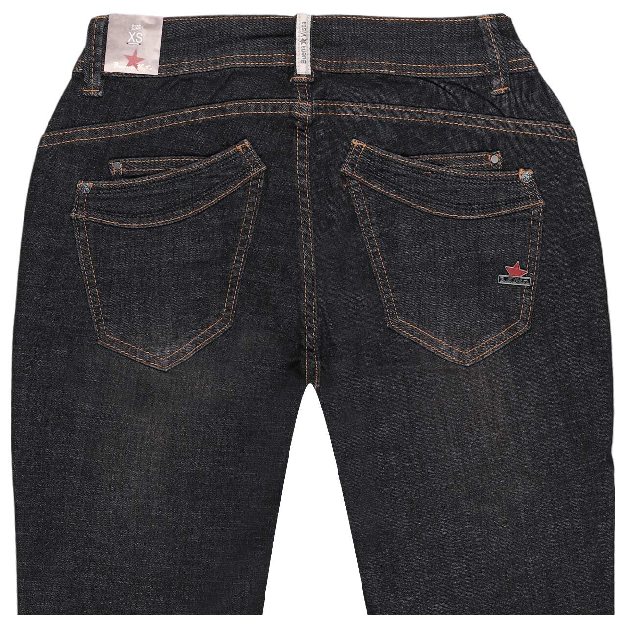 Damen Ankle Jeans Malibu Cropped Cross Denim in Dunkelblau angewaschen, detaillierte Rückansicht