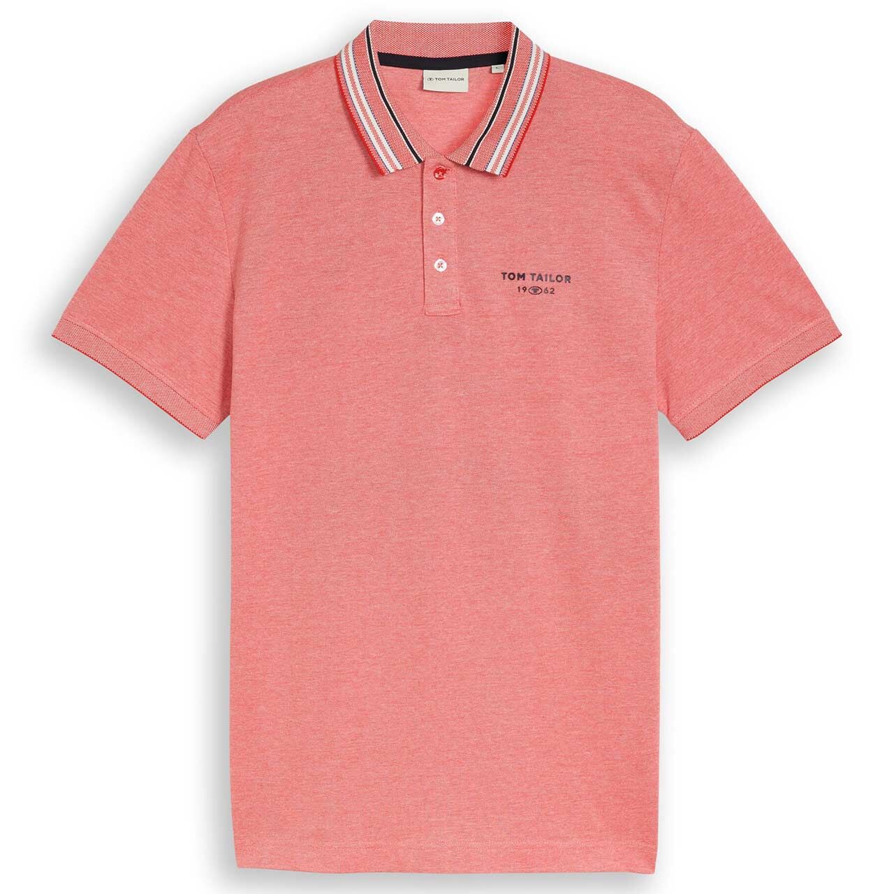Tom Tailor Herren Poloshirt contrast orange red melange