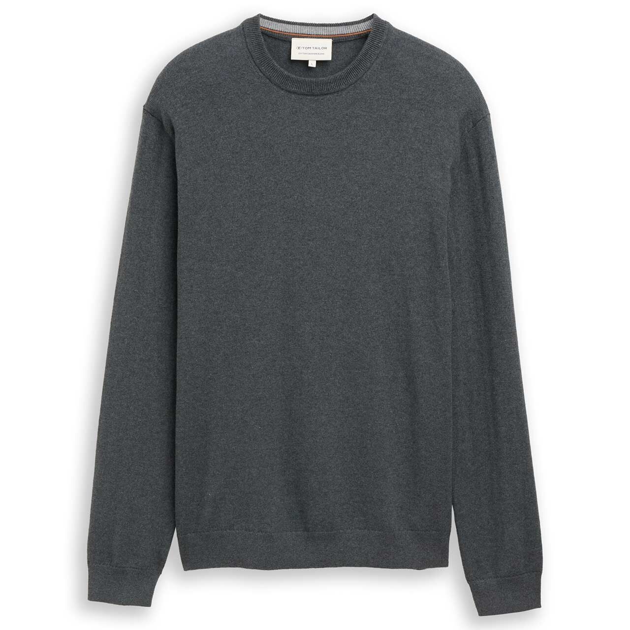 Tom Tailor Herren Pullover Cashmere Crewneck Knit darkest olive melange