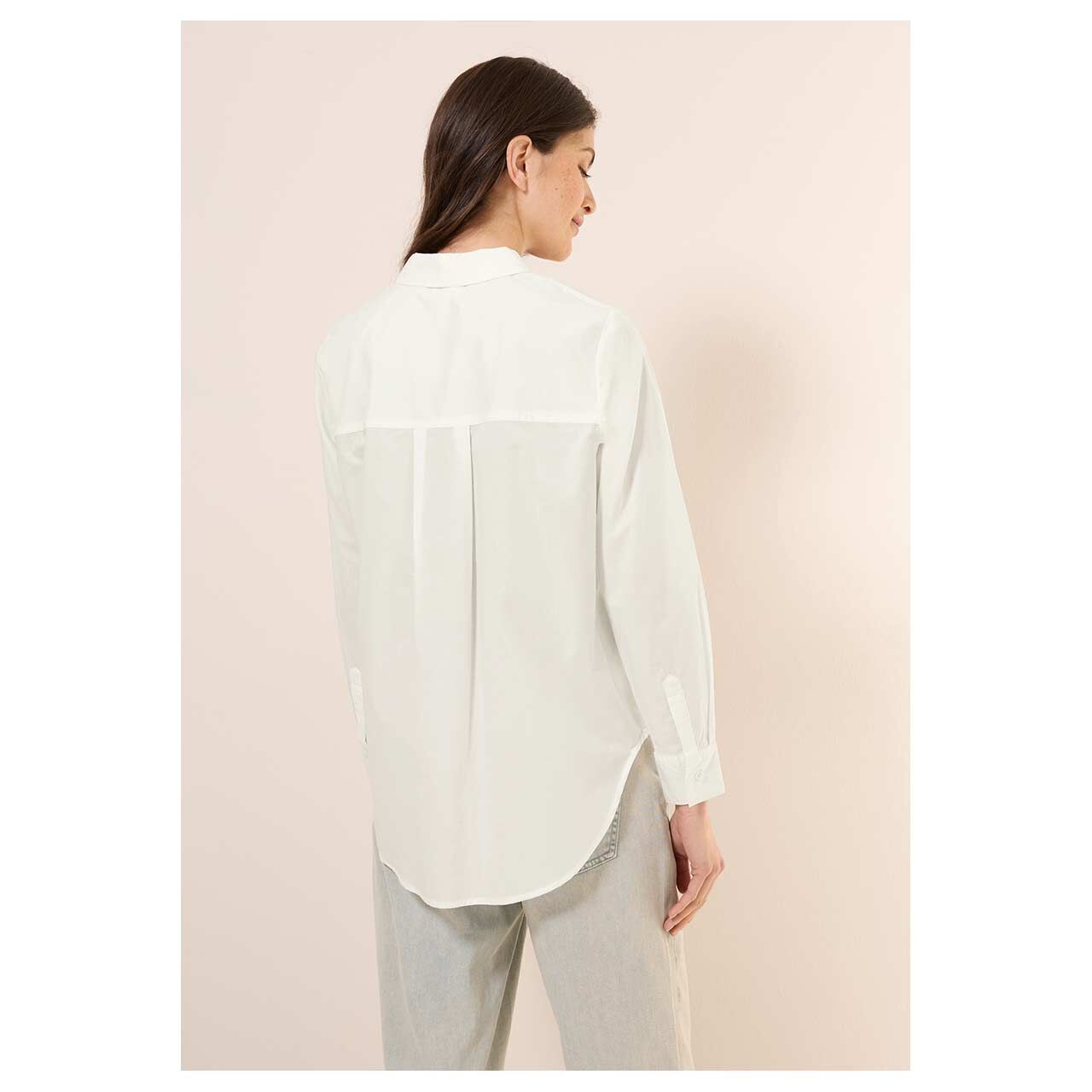 Cecil Damen Langarm Bluse Shirtcollar vanilla white