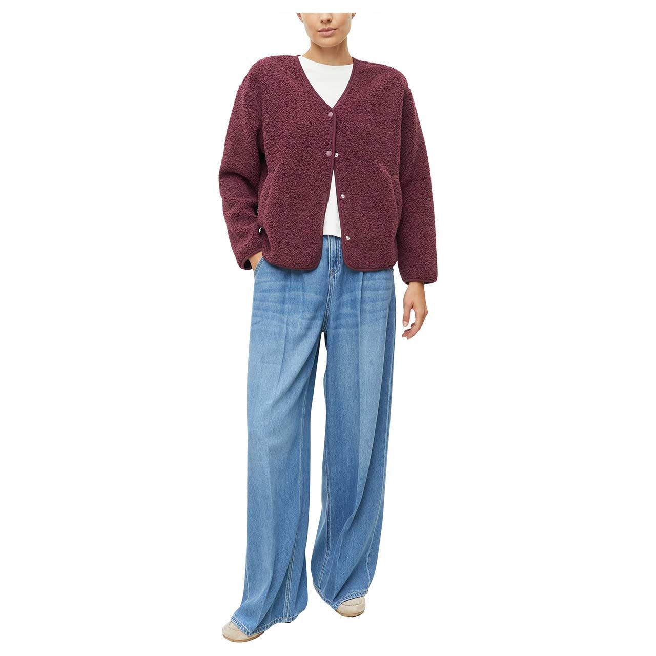 Damen Teddyjacke von s.Oliver in Lila, Ganzkörperansicht am Model