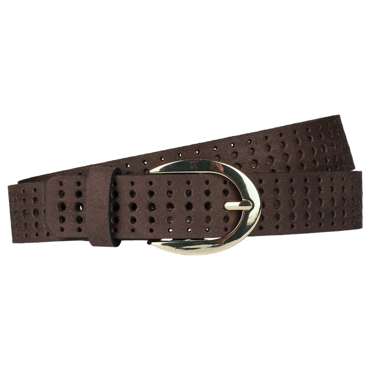 Bernd Götz Damen Velours Ledergürtel mocca brown