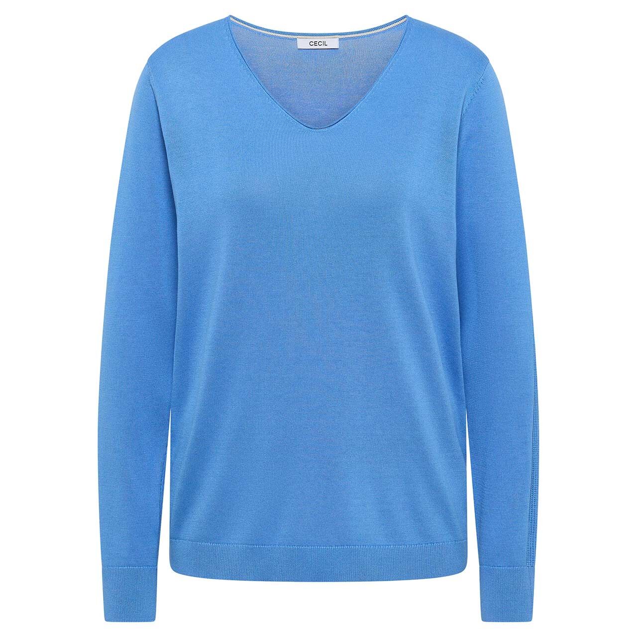 Cecil Damen Pullover Basic V-Neck fountain blue