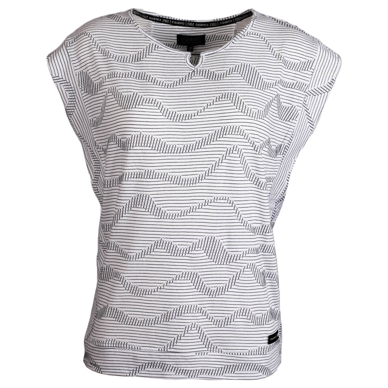 Soquesto Damen T-Shirt white waves stripes