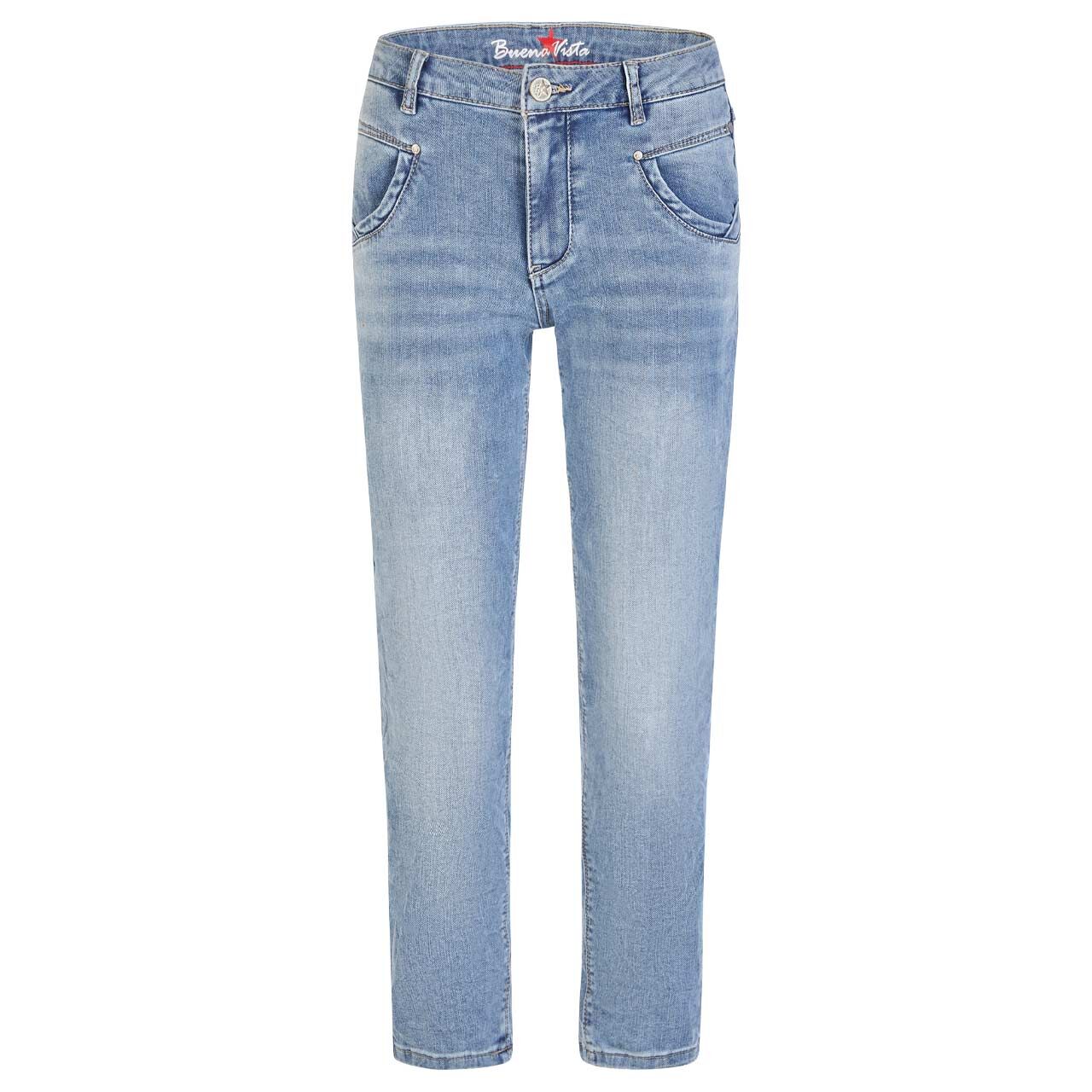 Damenjeans Anna C 7/8 Straight Stretch Denim von Buena Vista in Hellblau angewaschen, Vorderansicht
