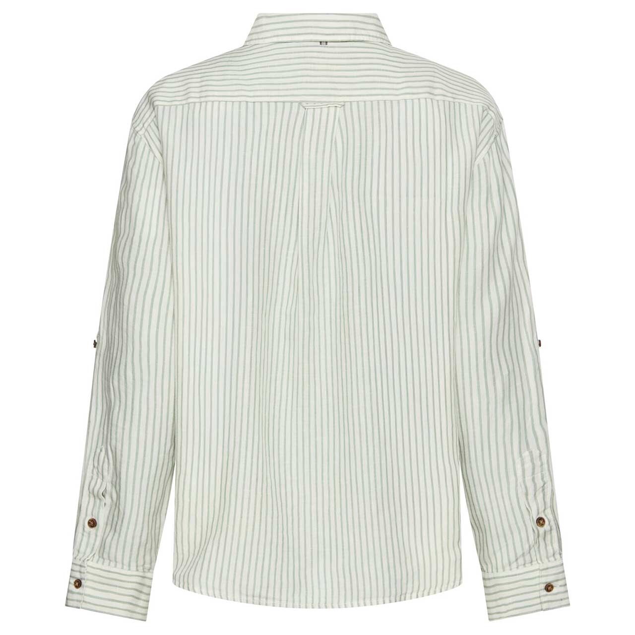 Damen Langarm Bluse von Camel active in Jadegrün gestreift, Rückansicht