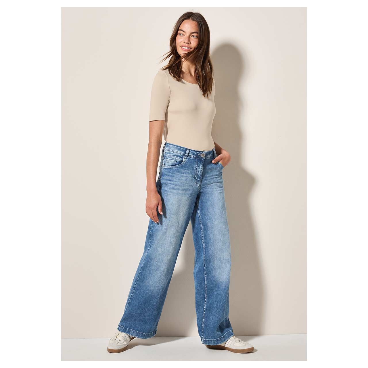 Cecil Damen T-Shirt Lena smooth sand beige