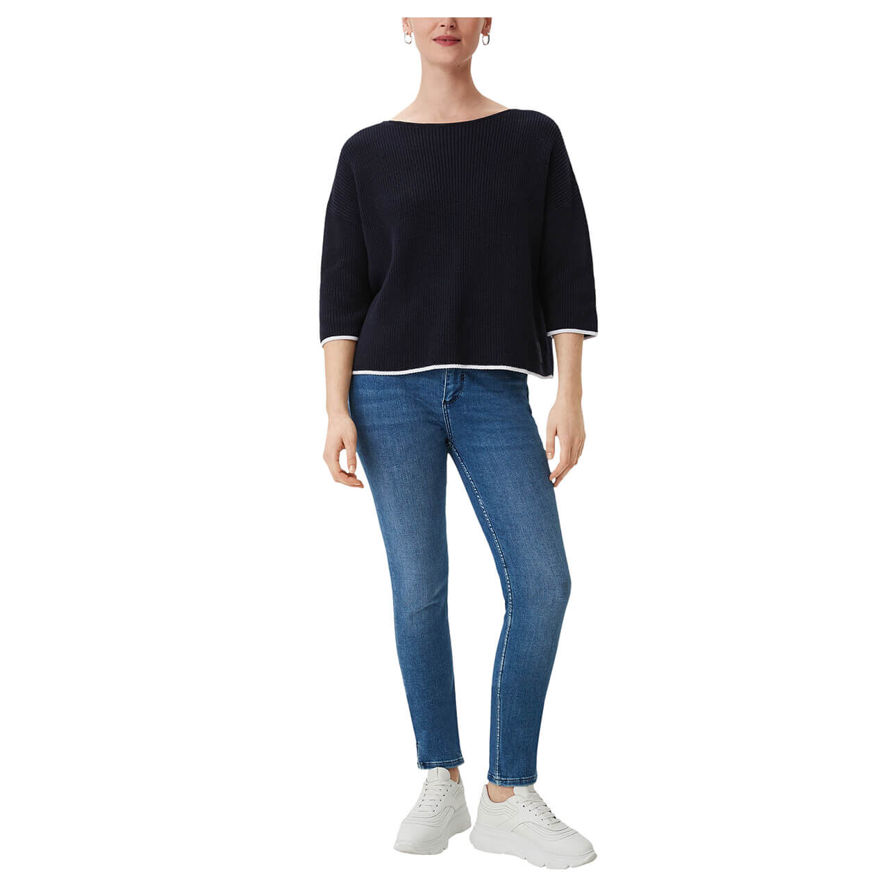 Comma Damen 3/4 Arm Pullover midnightblue
