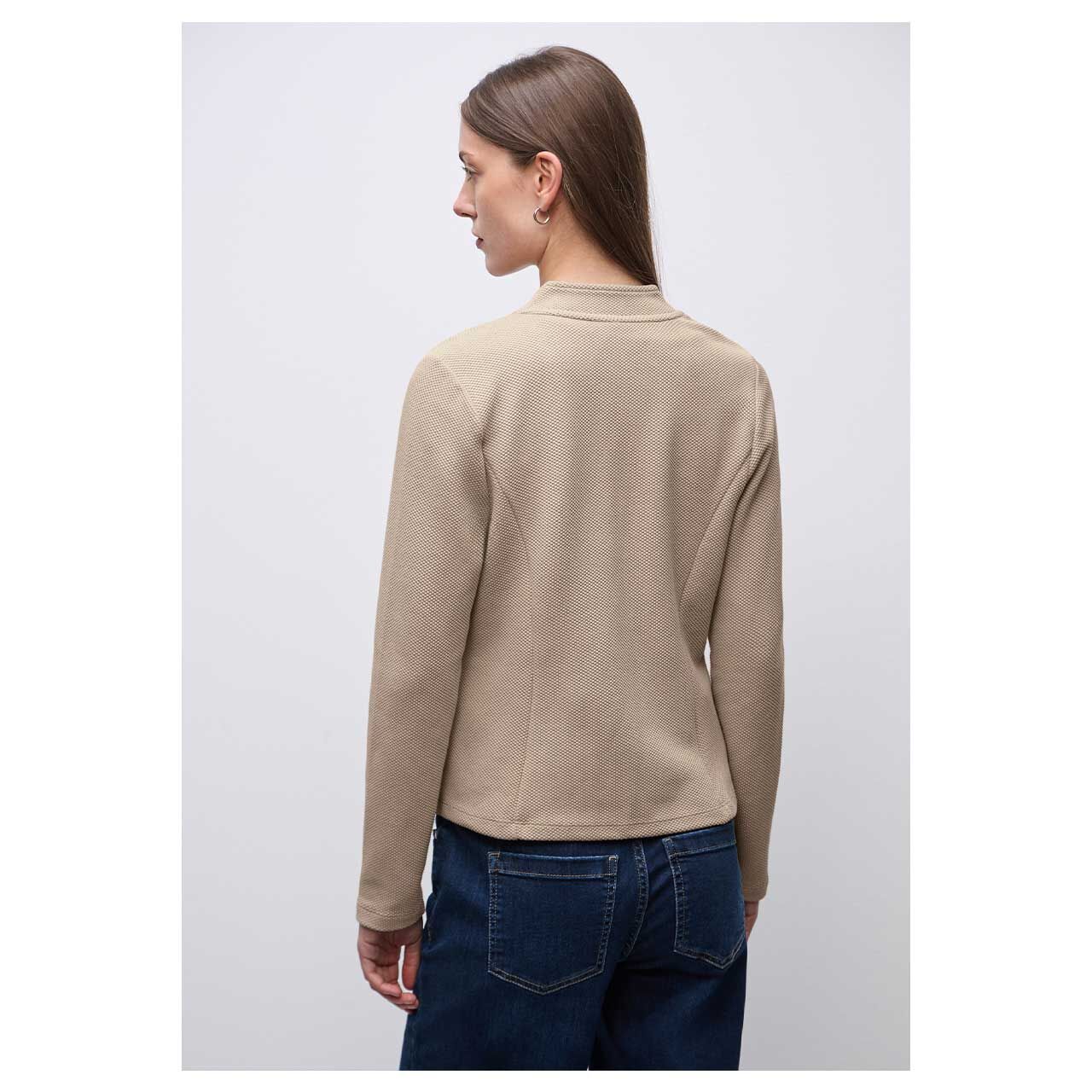 Damen Blazer Jacquard Structure von Street One in Beige, Rückansicht am Model