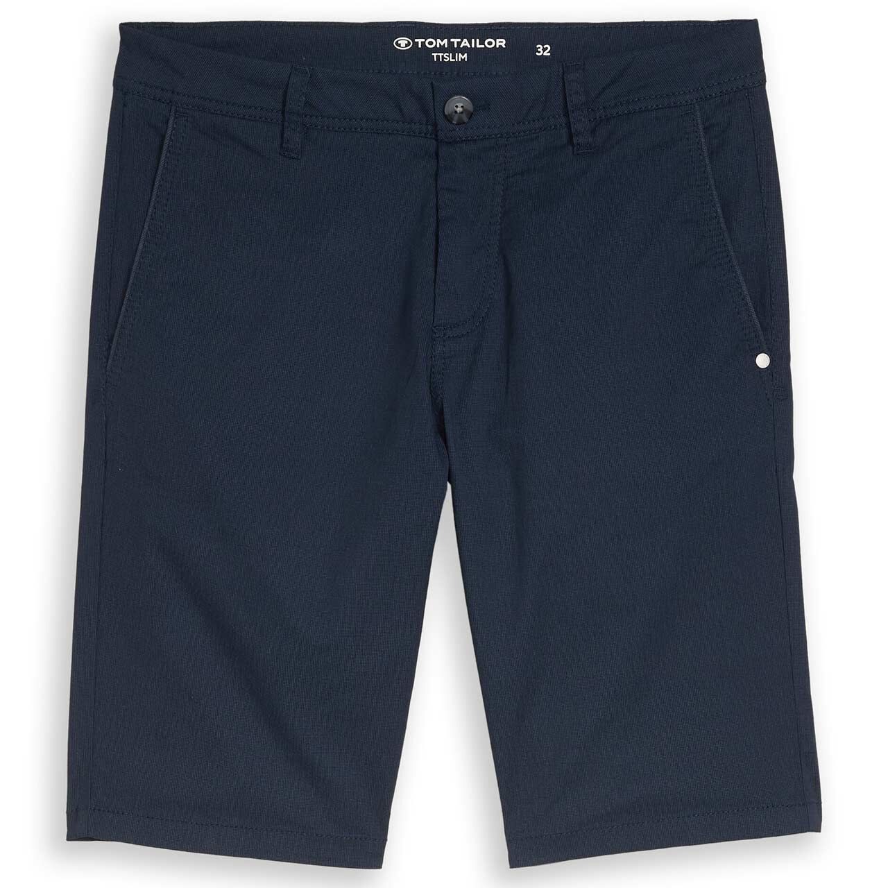 Herren Chino Baumwoll Bermuda von Tom Tailor in Dunkelblau mit Print, weitere Vorderansicht