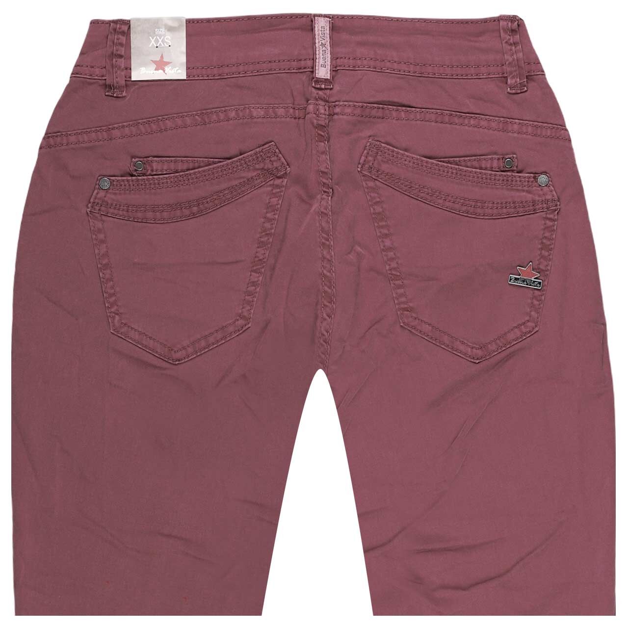 Damen Ankle Baumwollhose Malibu Cropped Stretch Twill von Buena Vista in Burgunderrot, Rückansicht