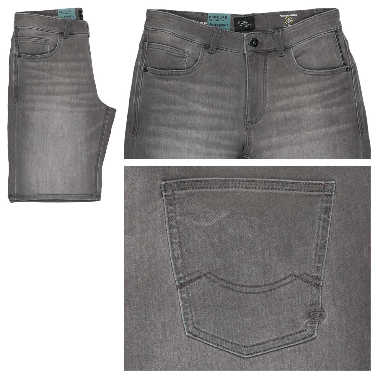 Camel active Houston fleXXX Jeans Bermuda stone grey