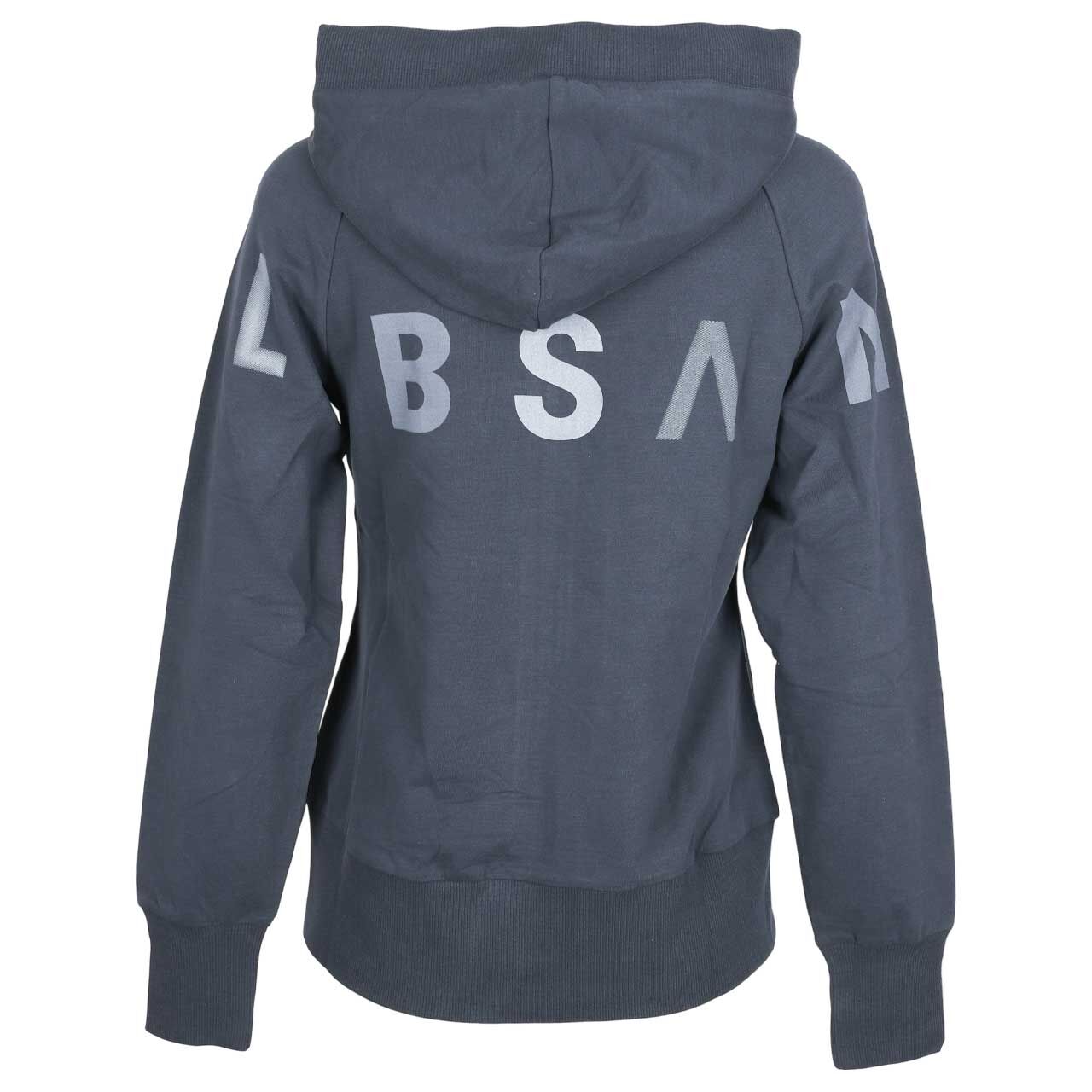 Damen Hoodie Sweatjacke Kala von Elbsand in Dunkelblau mit Print, Rückansicht