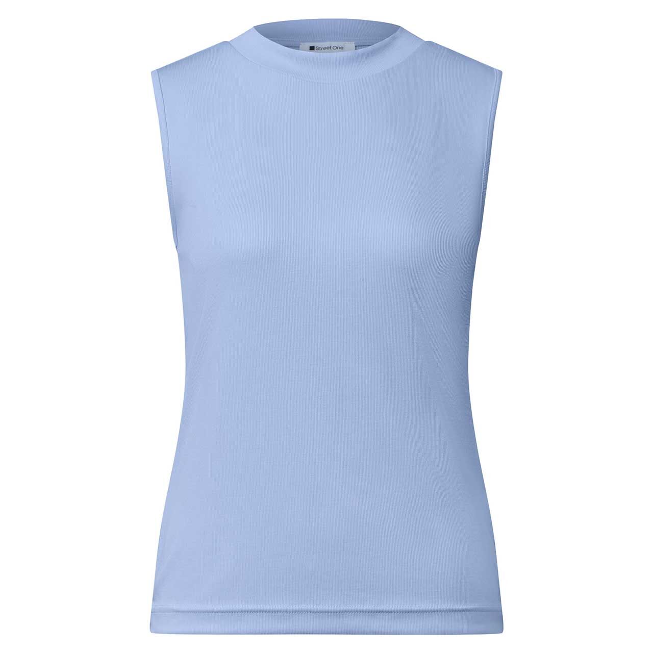 Street One Damen Top Silk Look Rib Turtle Neck whispery blue
