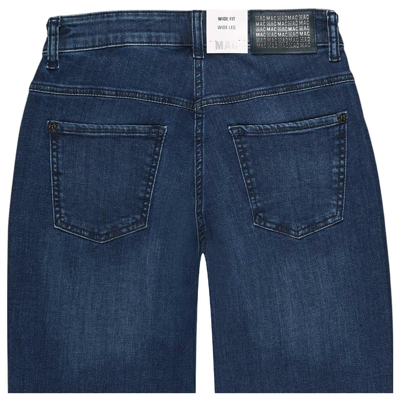 Stretch Damenjeans Wide von MAC in Blau mit Strass, detaillierte Rückansicht