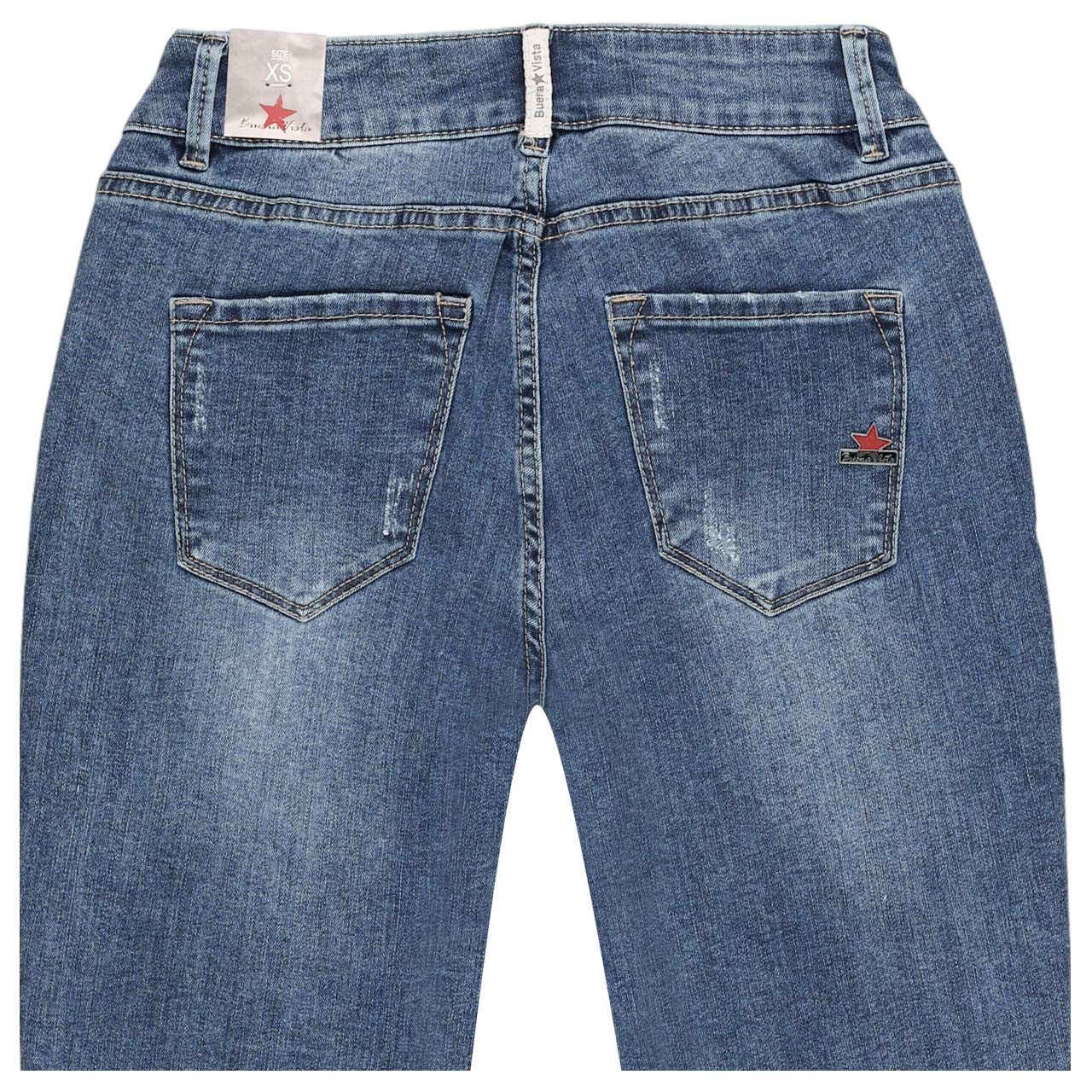 Damenjeans Italy V 7/8 Stretch Denim von Buena Vista in Blau mit Destroyed-Effekten, detaillierte Rückansicht