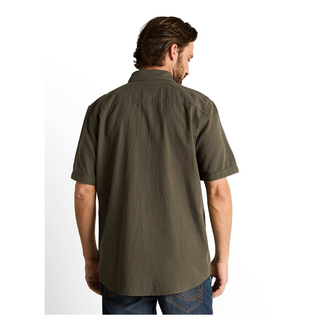 Herren 1/2 Arm Hemd  von Tom tailor in Grün mit Print, Rückansicht am Model