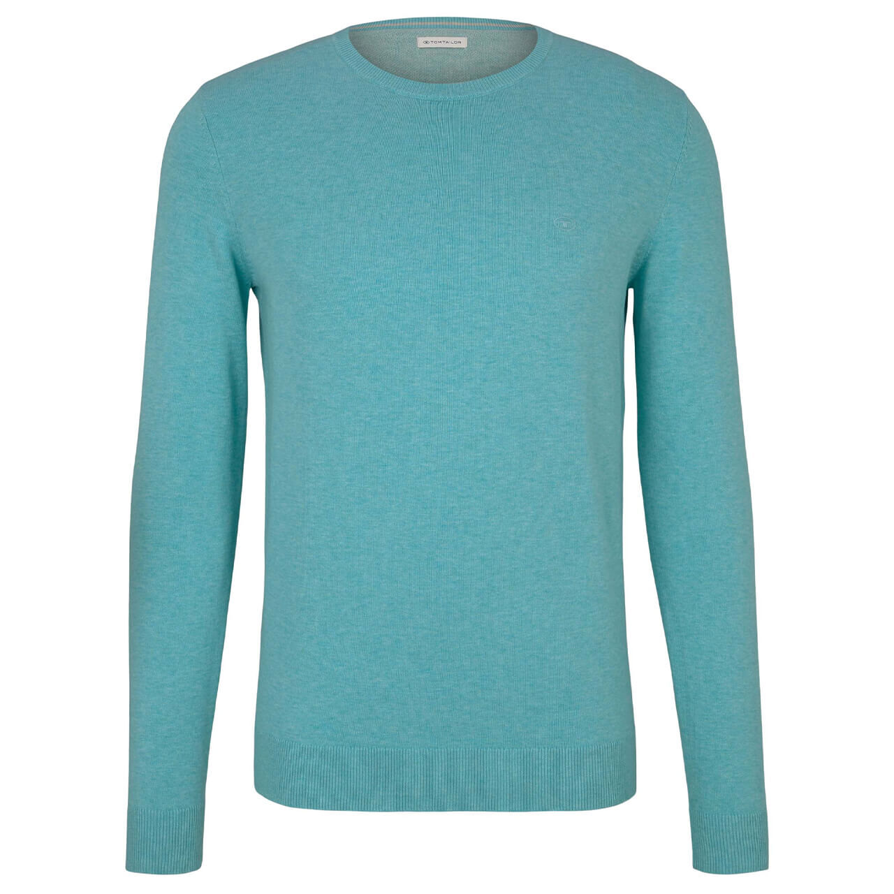tom-tailor-crew-neck-sweater-turquoise-29541-ansicht Tom Tailor Basic Crew-neck Sweater für Herren in Türkisblau, FarbNr.: 29541