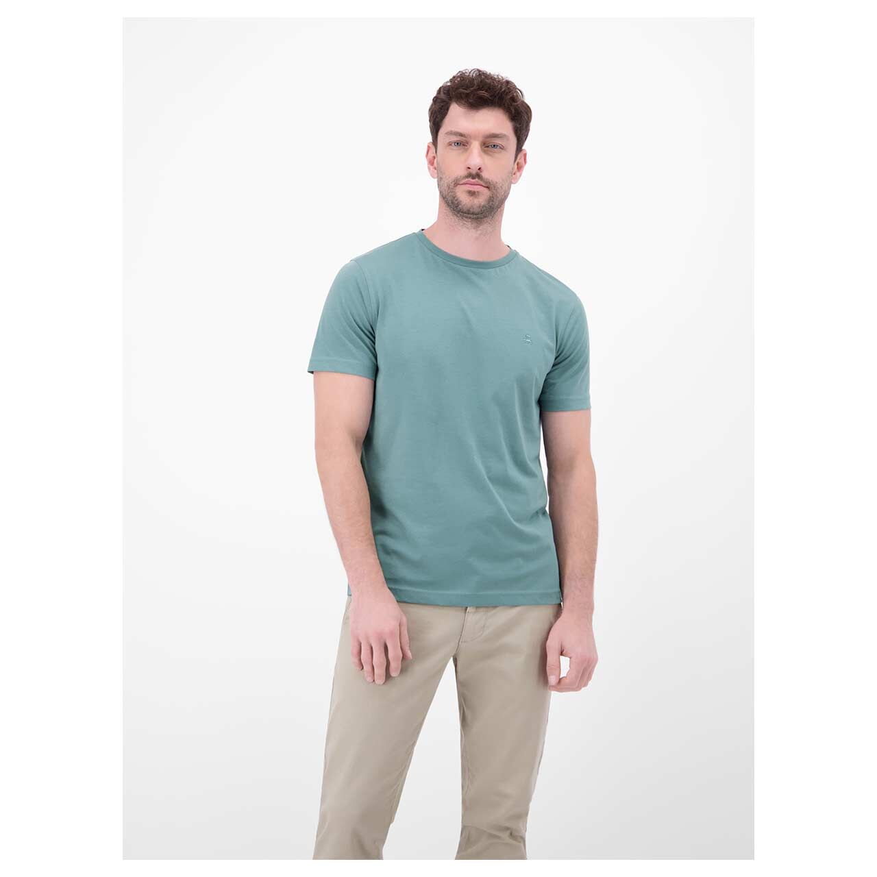 Herren T-Shirt von Lerros in Türkis, Vorderansicht am Model