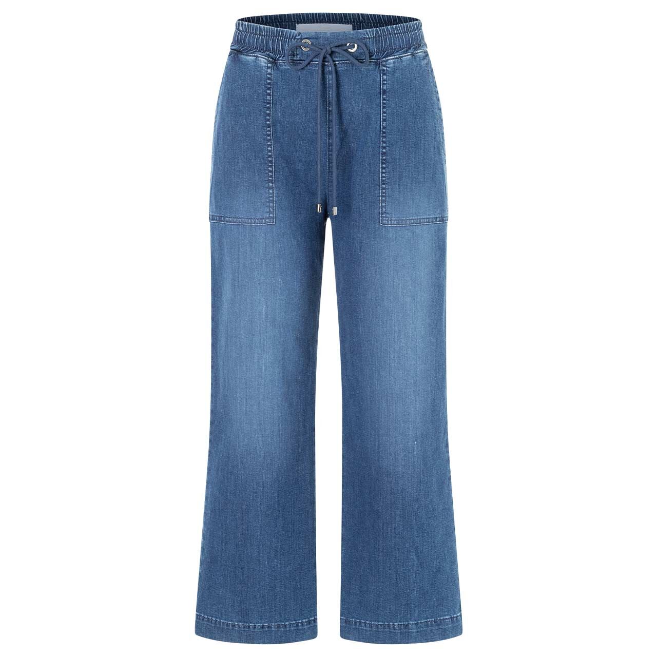Stretch Damen 7/8 Jeans Culotte von MAC in Mittelblau verwaschen, Vorderansicht