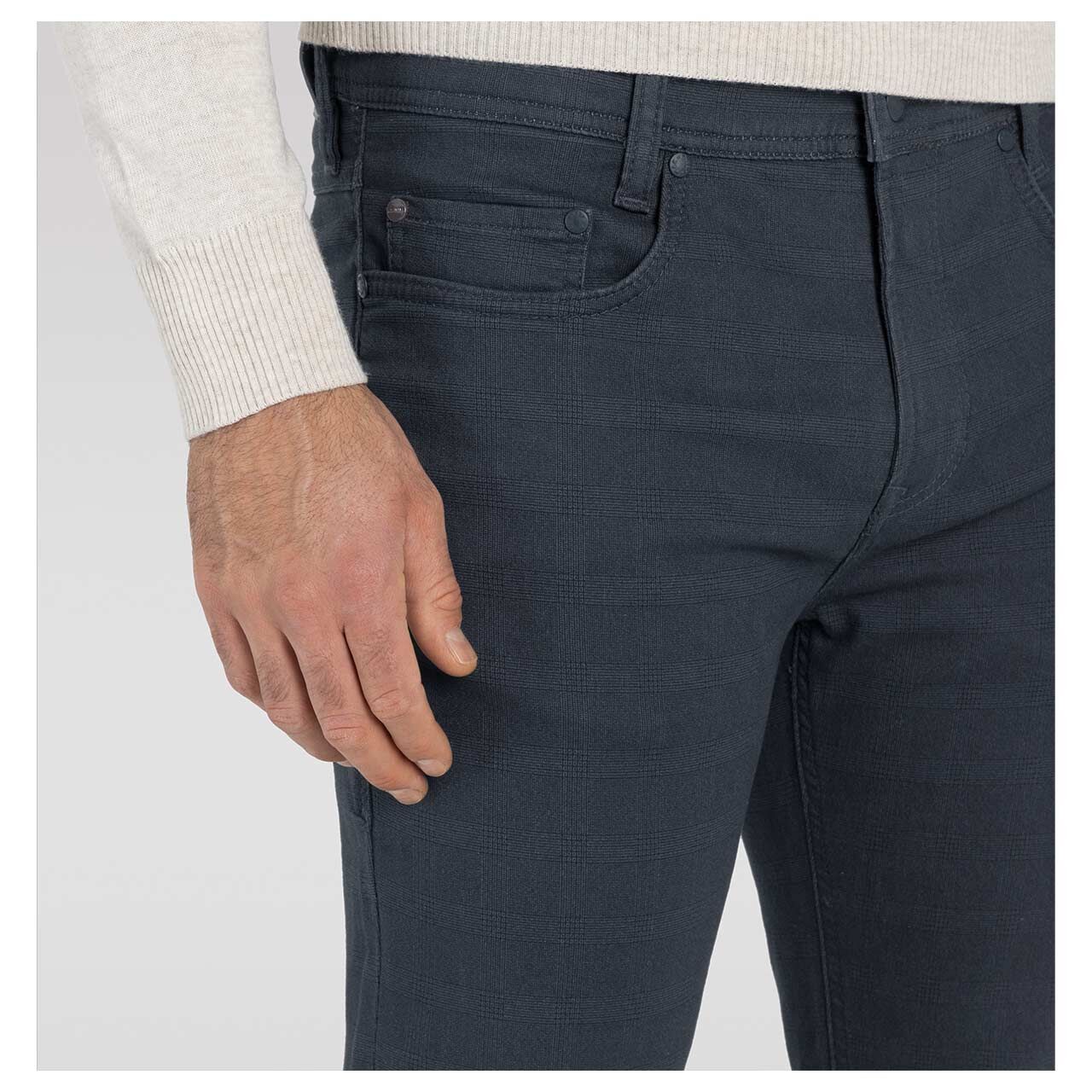 MAC Jogn Baumwollhose midnight blue check