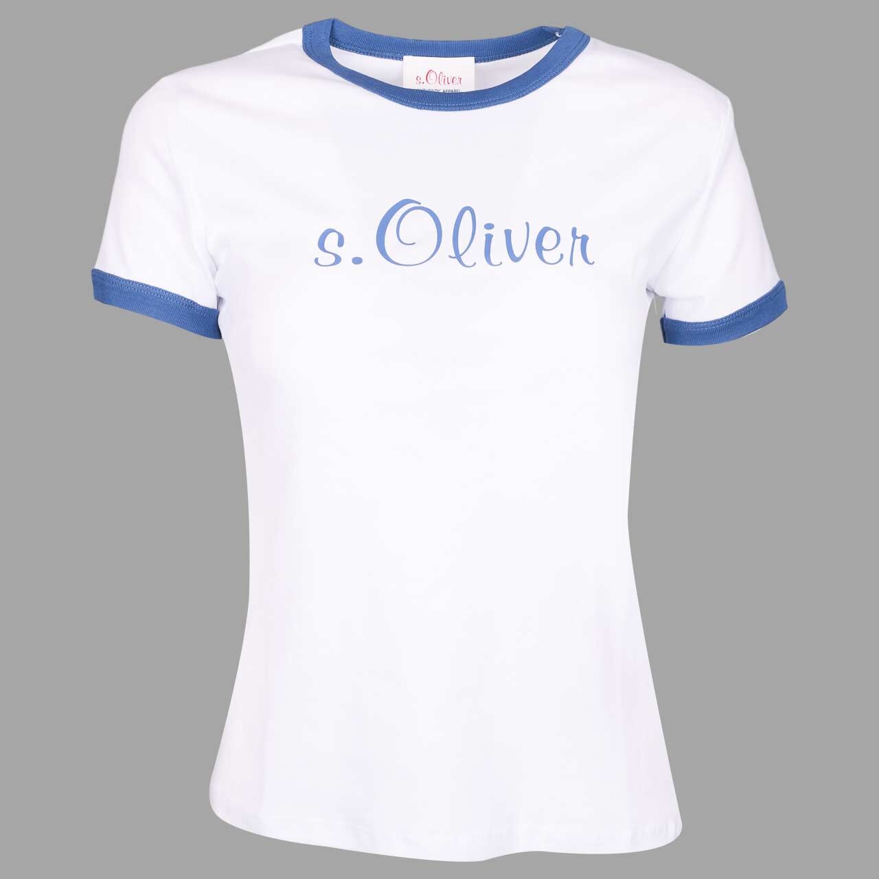 s.Oliver Damen T-Shirt white bleu placed print