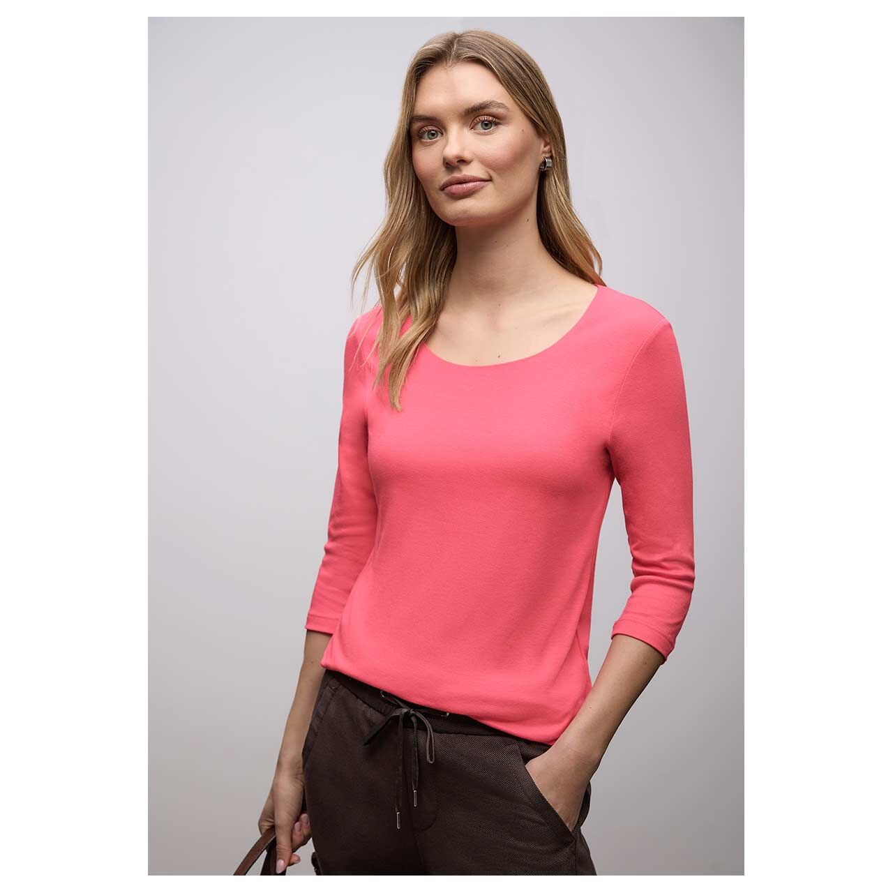 Damen 3/4 Arm Shirt Pania von Cecil in Pink, Vorderansicht am Model