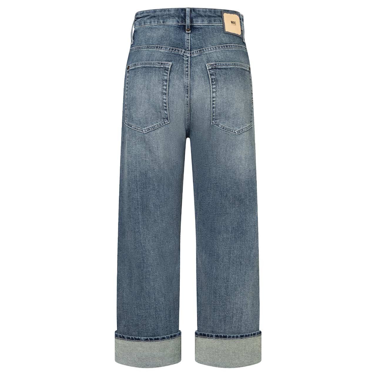 Damen Ankle Jeans Baggy von MAC in Blau verwaschen, Rückansicht