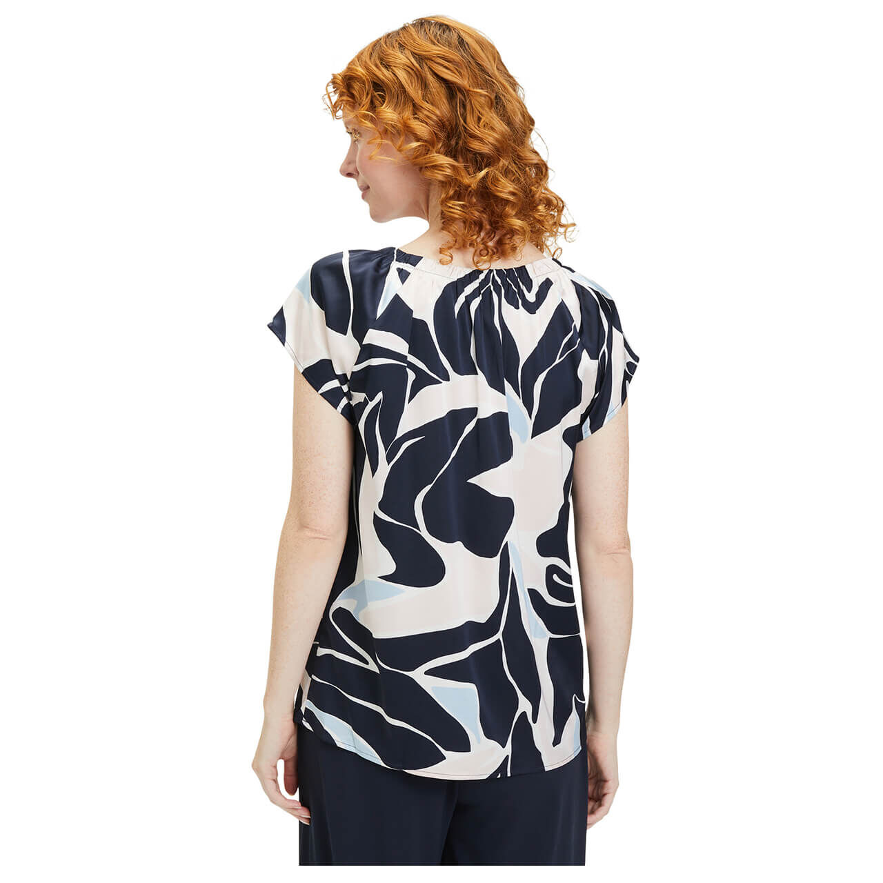 Betty Barclay Damen Kurzarm Bluse dark blue rose