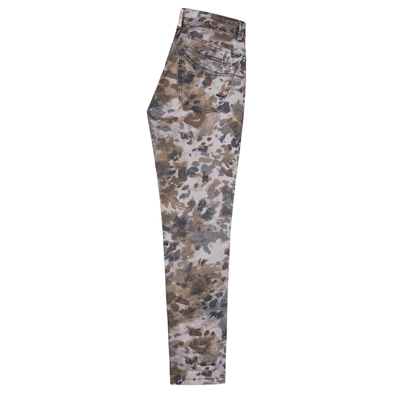 Damen Baumwollhose Malibu Cropped Stretch Twill von Buena Vista in Grau mit Print, Rückansicht