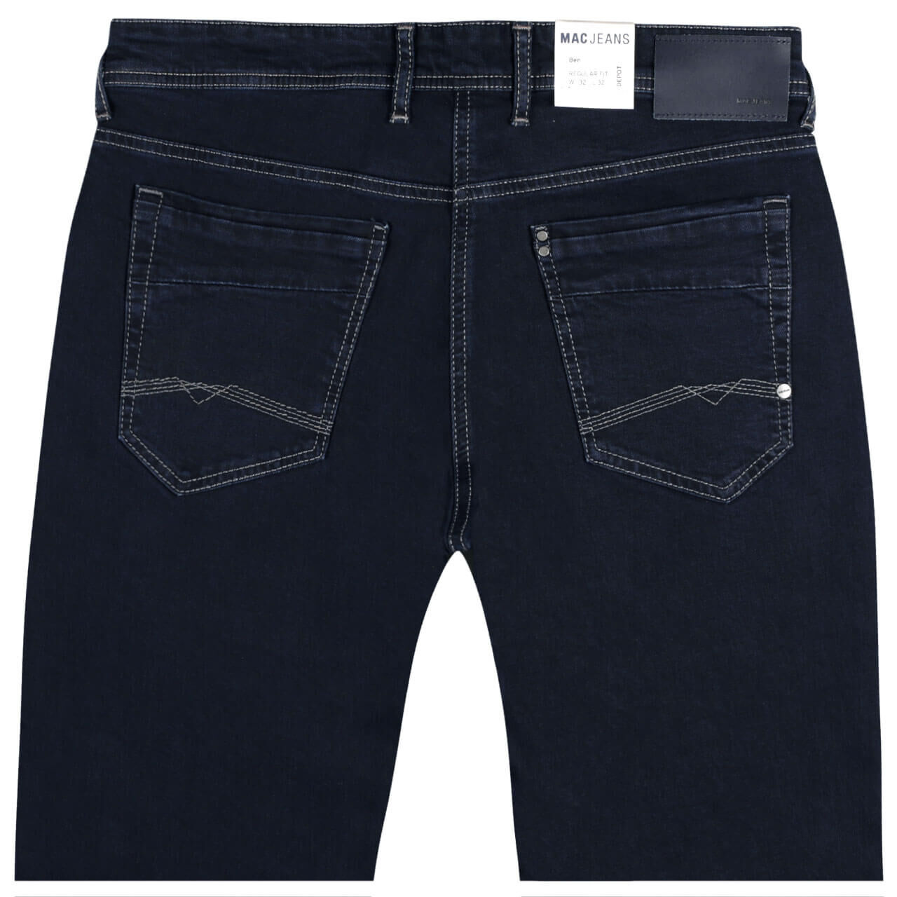 mac-jeans-ben-darknightblue-h799-hinten Stretch Herrenjeans Ben von MAC in Dunkelblau, detaillierte Rückansicht
