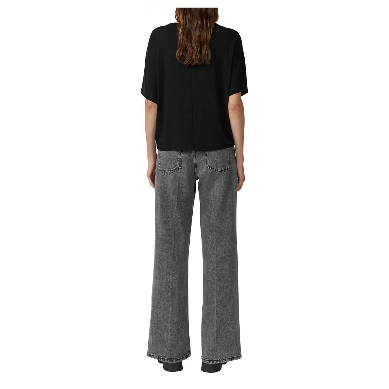 s. Oliver Damen T-Shirt in Schwarz, Rückansicht am Model