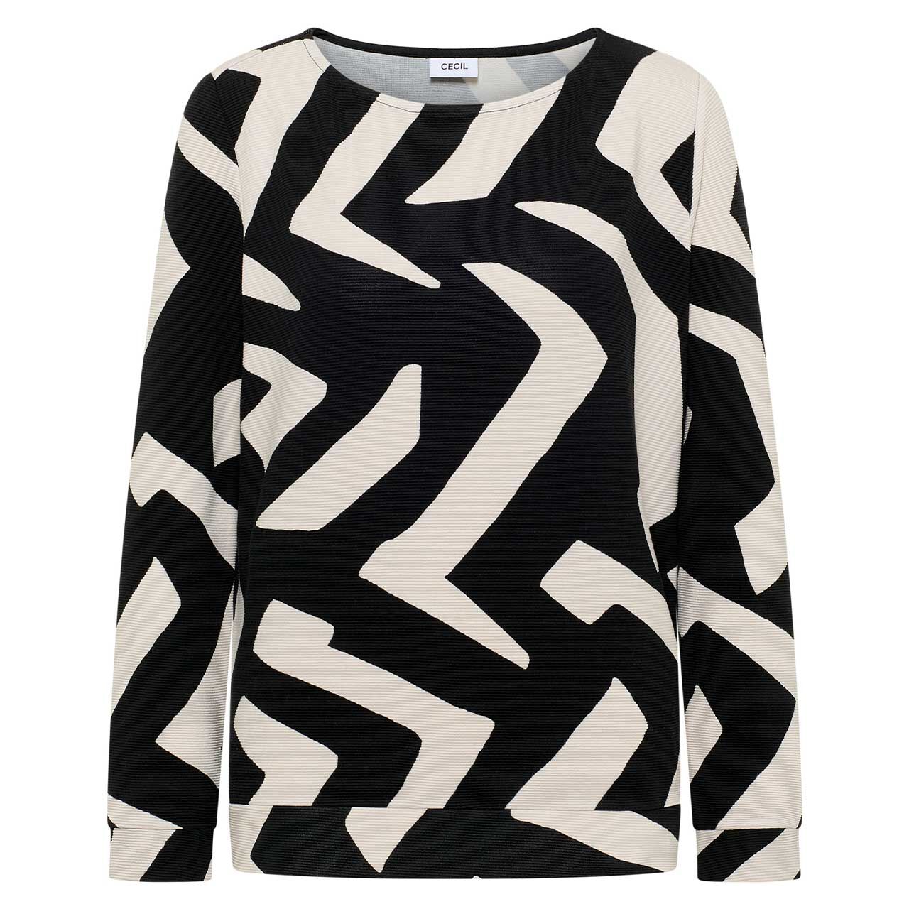 Cecil Damen Langarm Shirt Big Print Ottoman light greige