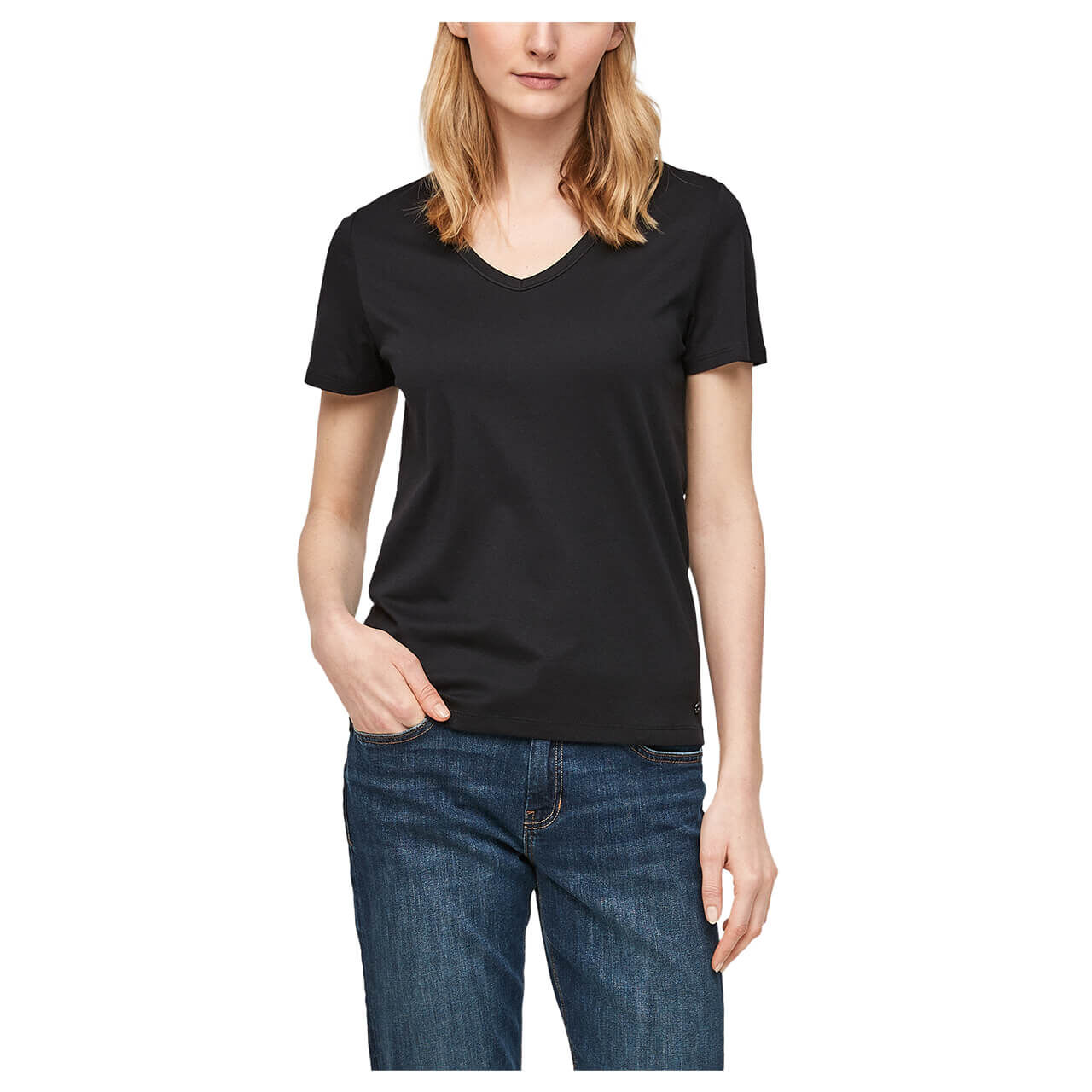 soliver-tshirt-black-9999-vorn2 s.Oliver T-Shirt für Damen in Schwarz, FarbNr.: 9999
