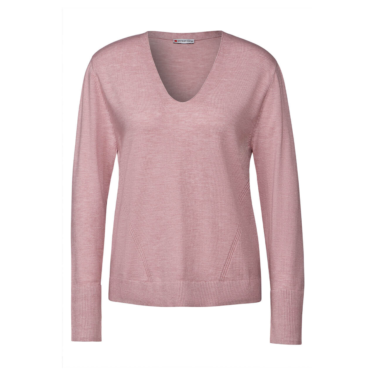 Street One Damen V-neck Pullover petal rose melange 