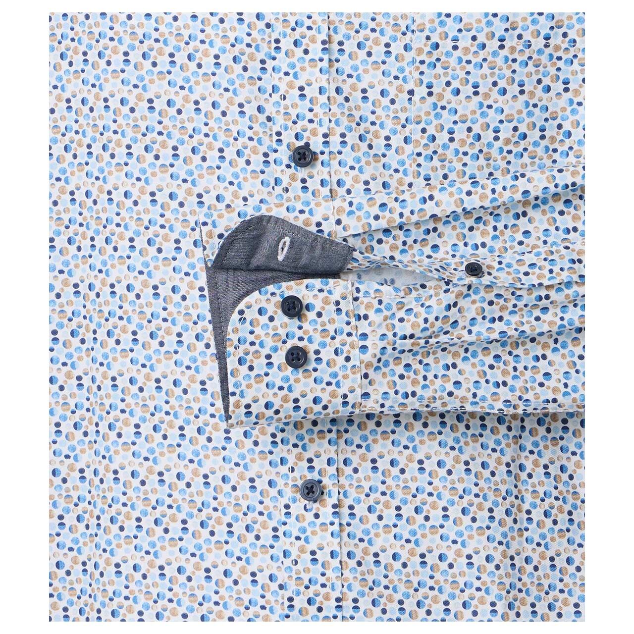 Herren Langarm Hemd von Casa Moda in Blau mit Print, Detailansicht Ärmel