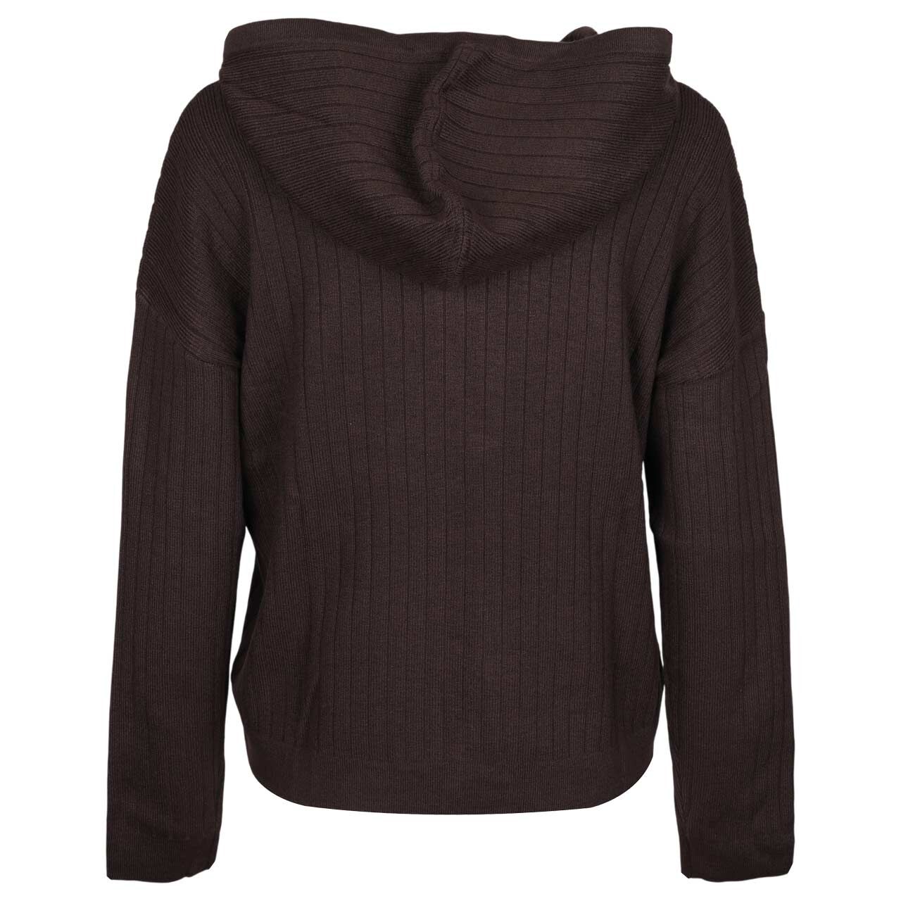 Damen Hoodie Pullover Cosy Ribbed von Cecil in Dunkelbraun meliert, Rückansicht
