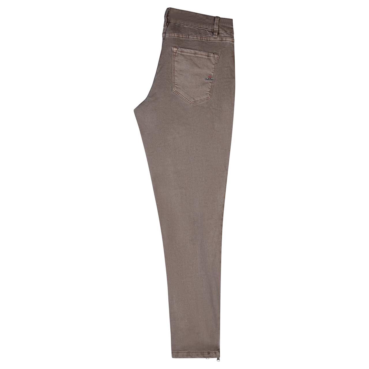 Damen Baumwollhose Italy V 7/8 Stretch Twill von Buena Vista in Grau-Braun, Seitenansicht