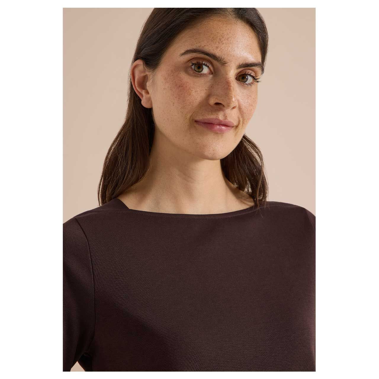 Cecil Damen 3/4 Arm Shirt Basic Boatneck truffle brown