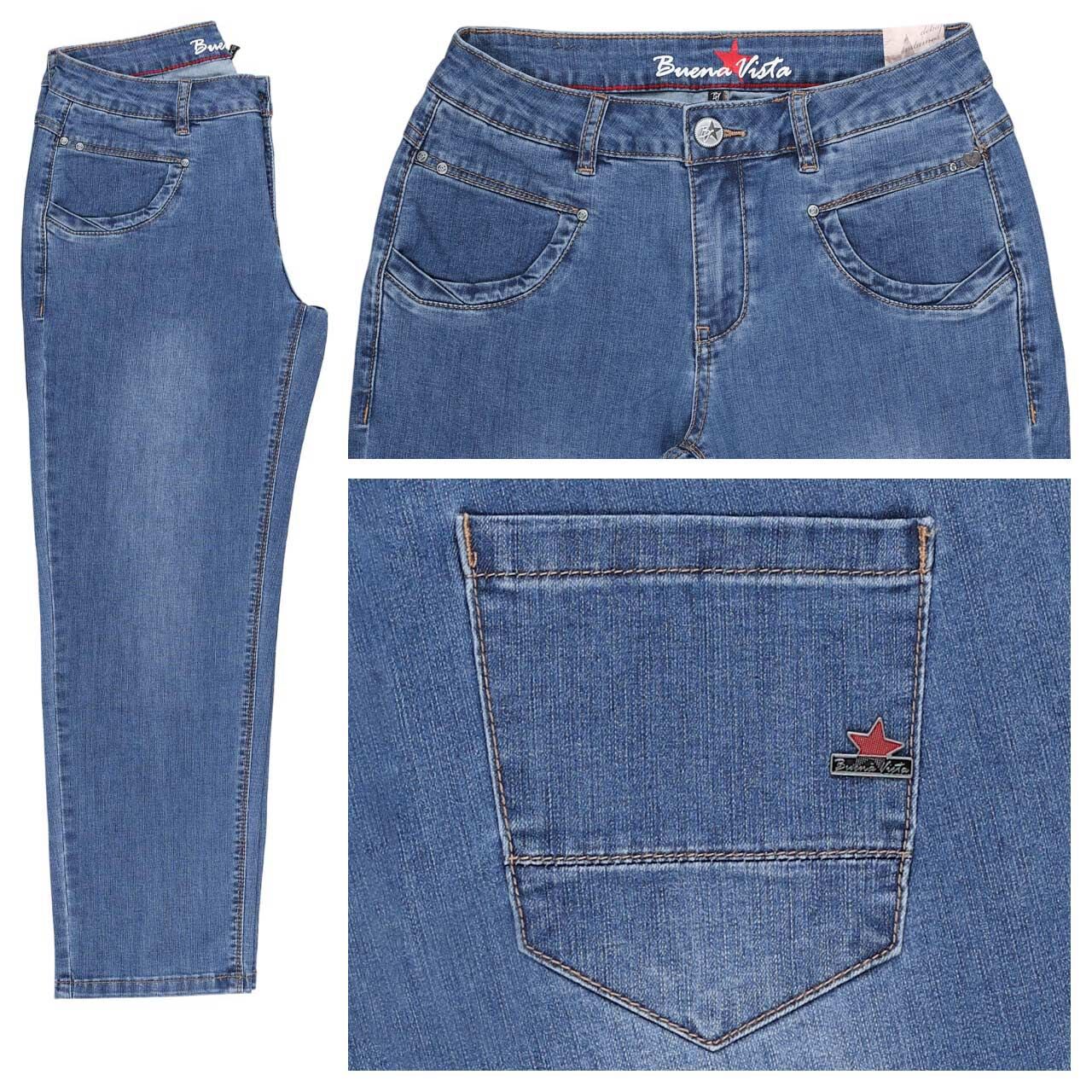 Buena Vista Anna C 7/8 Straight Stretch Denim Jeans mid blue