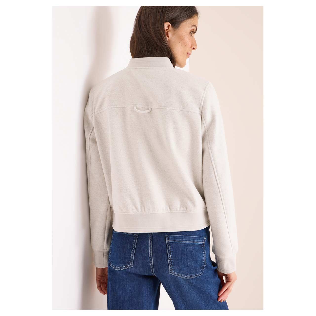 Damenjacke Fake Wool Blouson von Cecil in Greige, Rückansicht am Model