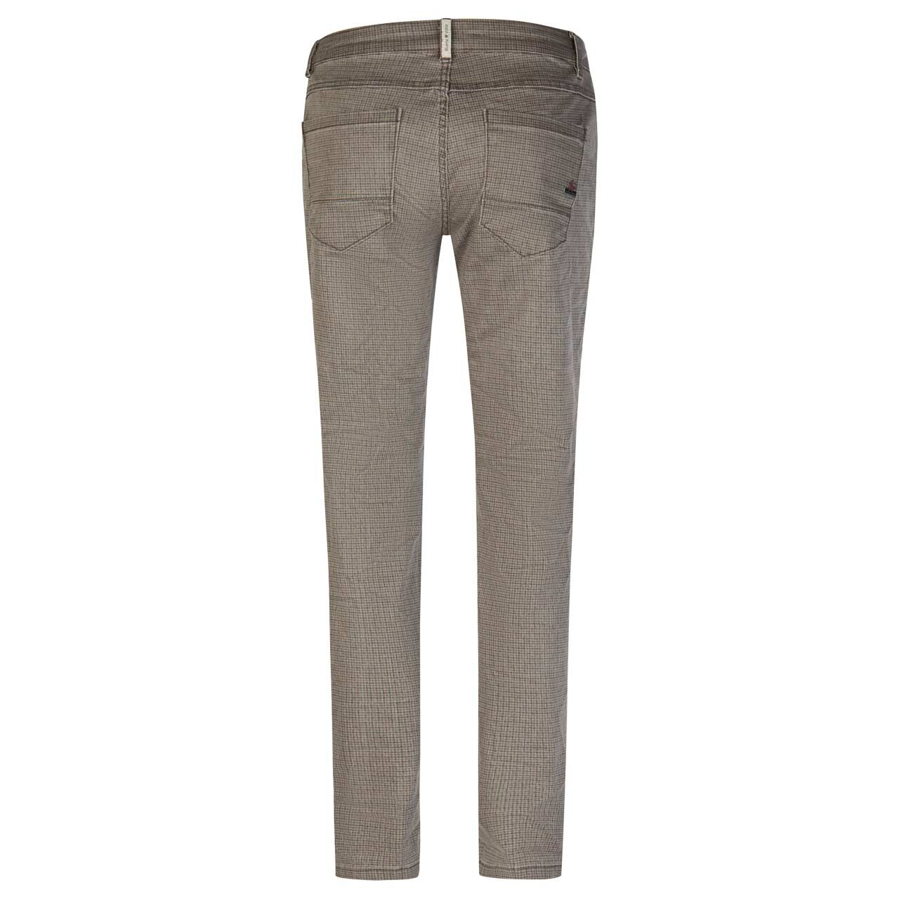 Damen Ankle Baumwollhose Anna C Straight Cropped Stretch Twill von Buena Vista in Grau kariert, Rückansicht